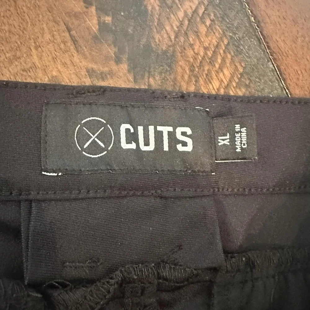 Cuts Jogger Pants Mens XL Black Elastic Cuff‎ Zip Pocket Stretch Dressy Casual